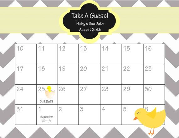 Due date calendar, Due date and Baby shower games on Pinterest