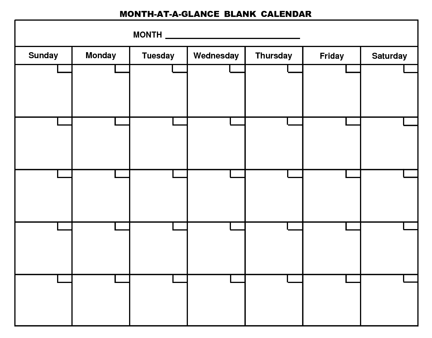 Blank Calendar Template – Free Printable Blank Monthly Calendars