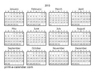 Download 2013 Printable Calendars