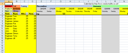 2016 / 2017 staff holiday Excel planner and one page calendar