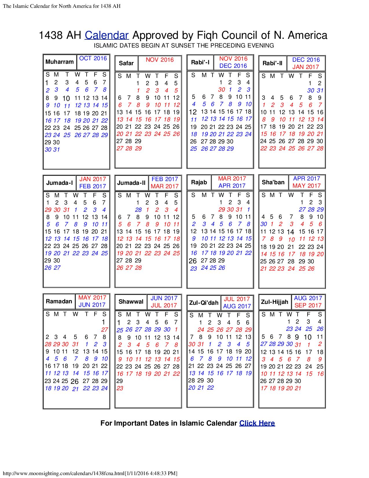 Islamic Calendar Of North America Calendar Template 2022