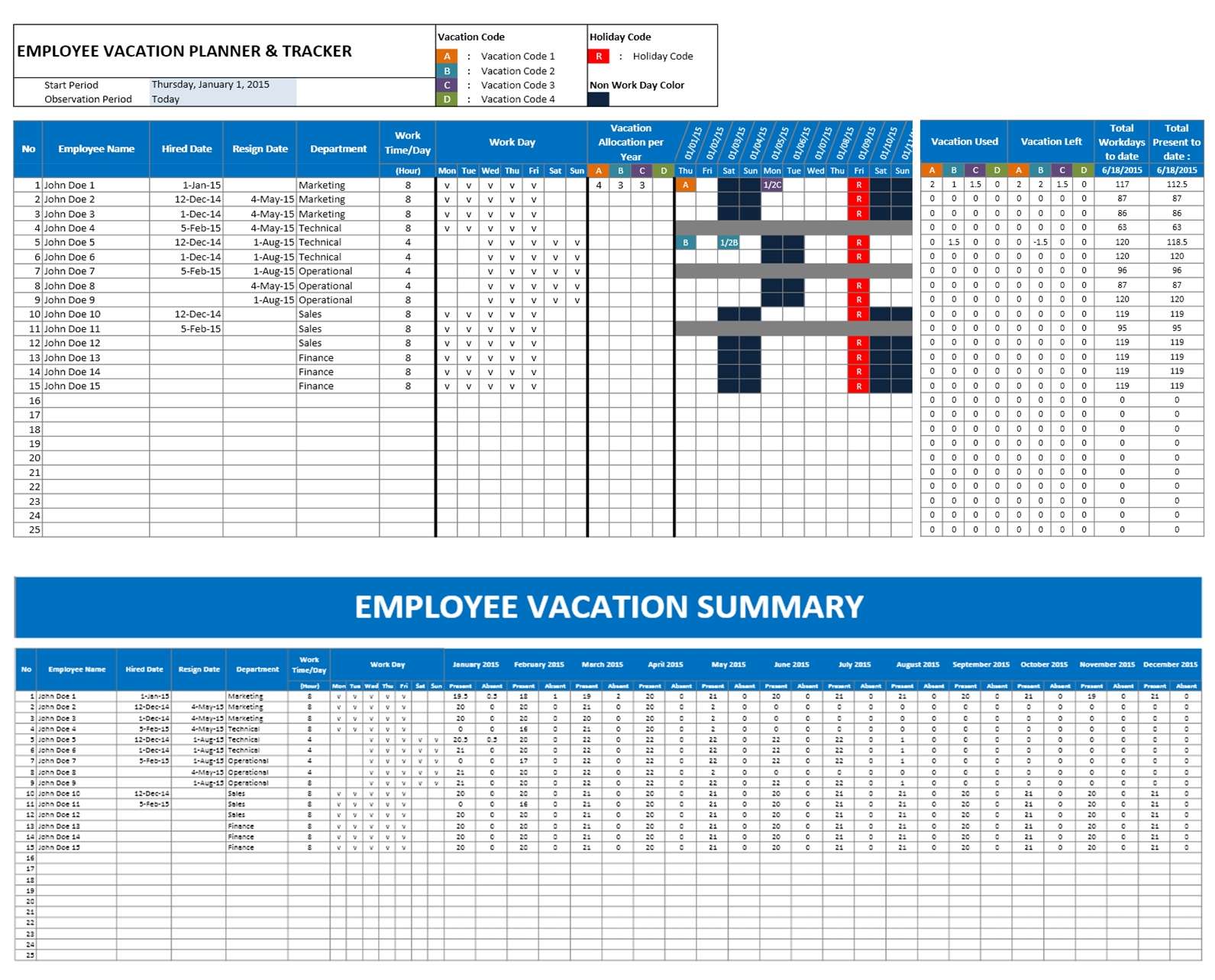 Sample Employee Vacation Planner | Sample Letter Asking For 