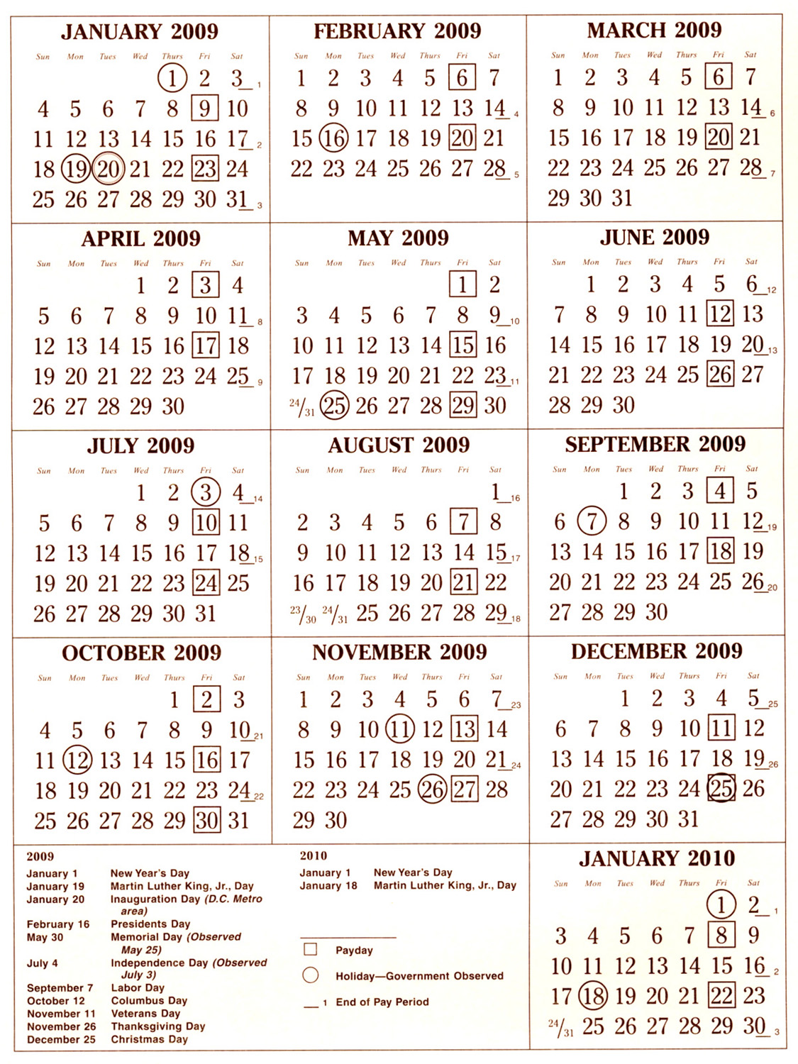 Federal Pay Calendar 2017 With Holidays | 2017 Calendar Printable