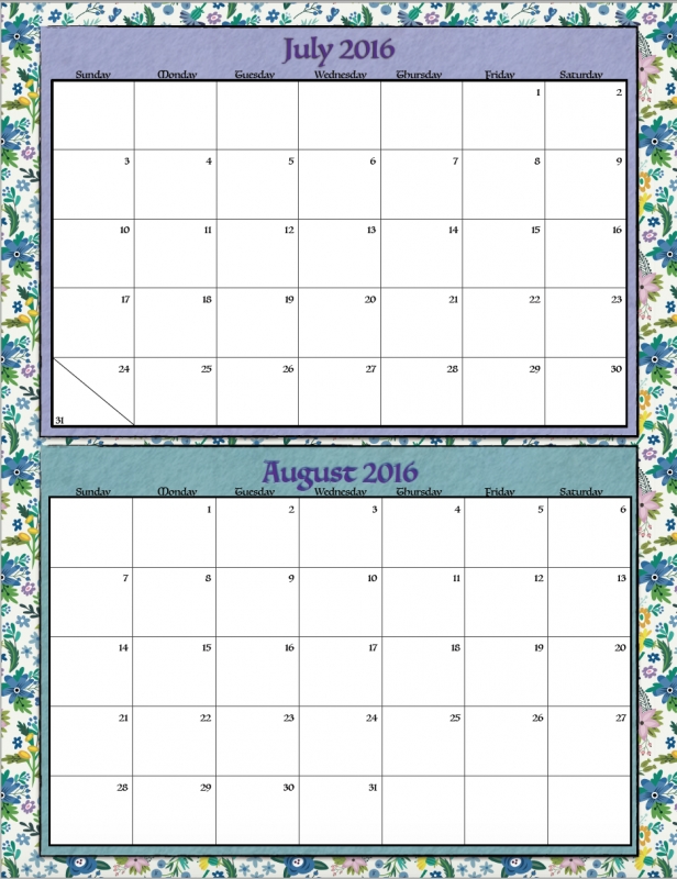 Free Printavle Bi Monthly 2016 Calendars