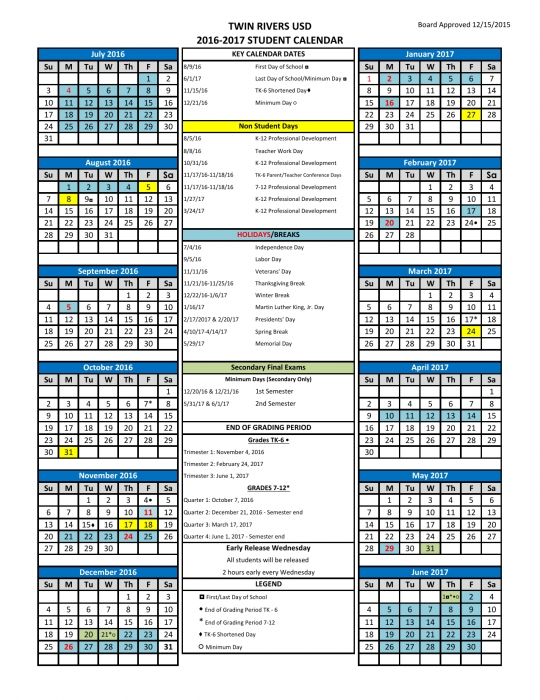 Manteca Unified School Calendar Calendar Template 2020