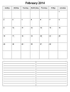 Monthly Calendar with Note section. Using this for organizing bill 