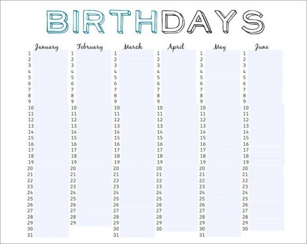 Birthday Calendar 43+ Calendar Template | Free & Premium Templates