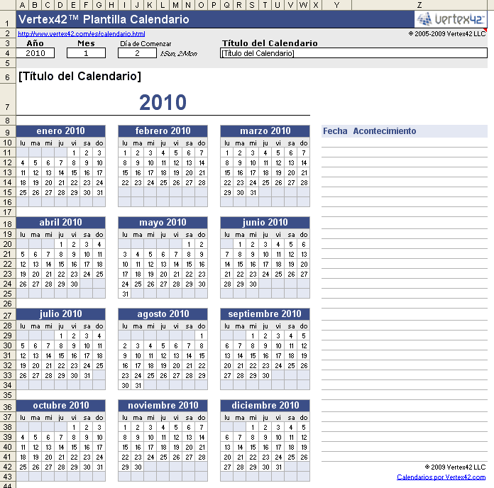 Plantilla Calendario Gratis Calendario Año 2016 para Imprimir