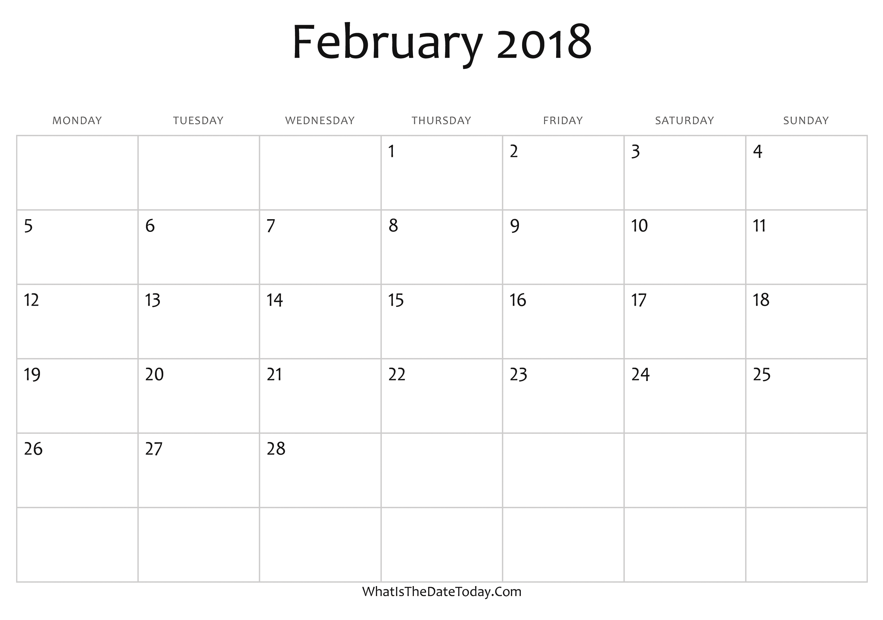 2018 Blank Calendar Templates Download Free Printable 2018 Blank 
