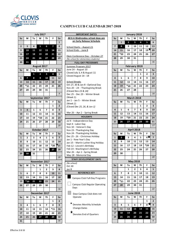 Schedule Clovis Unified School District