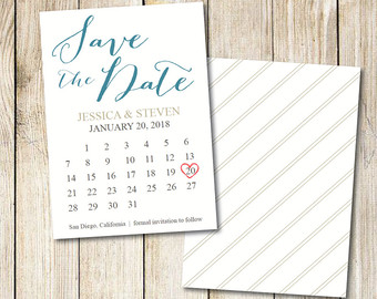 Save the Date Calendar Template/Save the Date Postcard