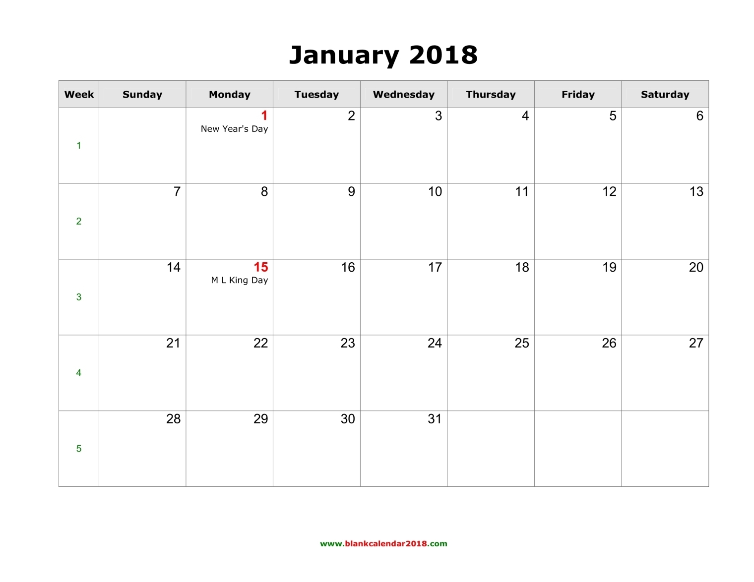 Yearly Calendar 2018 Blank Yearly Calendar Template Free Printable 