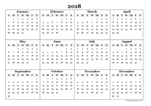 Download 2018 Printable Calendars