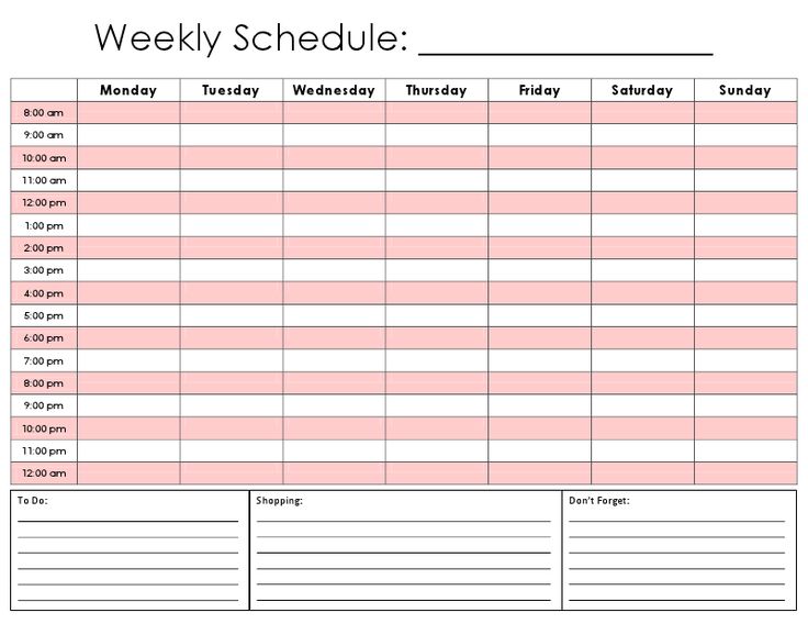 Hourly Planner Template