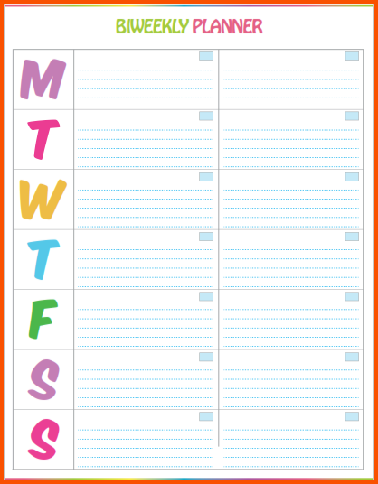Free Bi Weekly Schedule And Task Planner Template Sample : vlashed