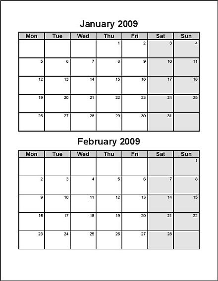 2018 two months per page vertical stacked printable calendar bi monthly printable calendar