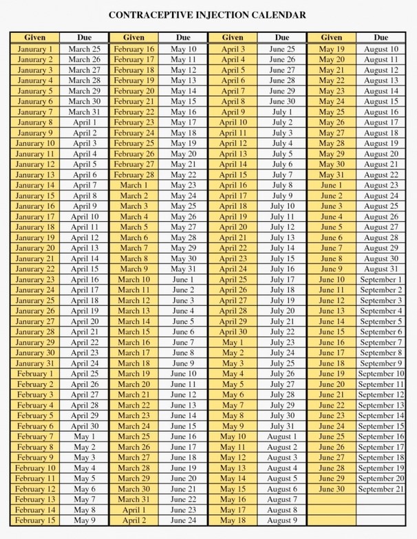 Depo Calendar Chart