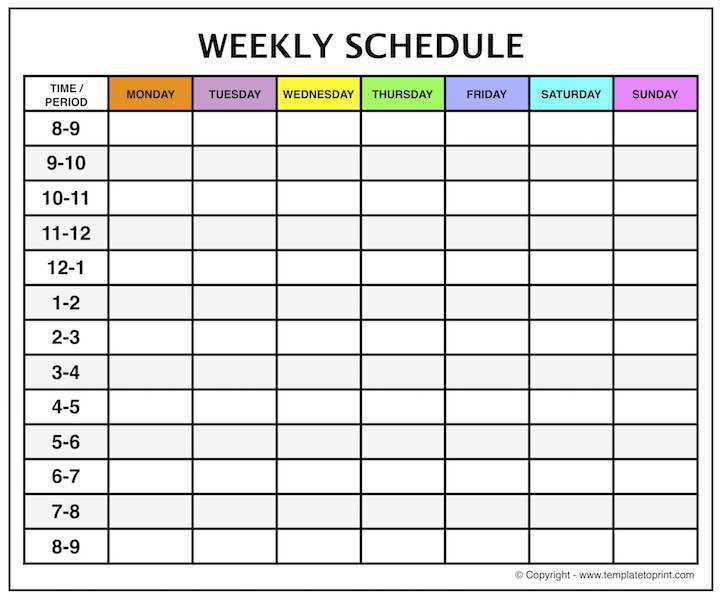 Weekly Calendar With Time Slots | printable weekly calendar