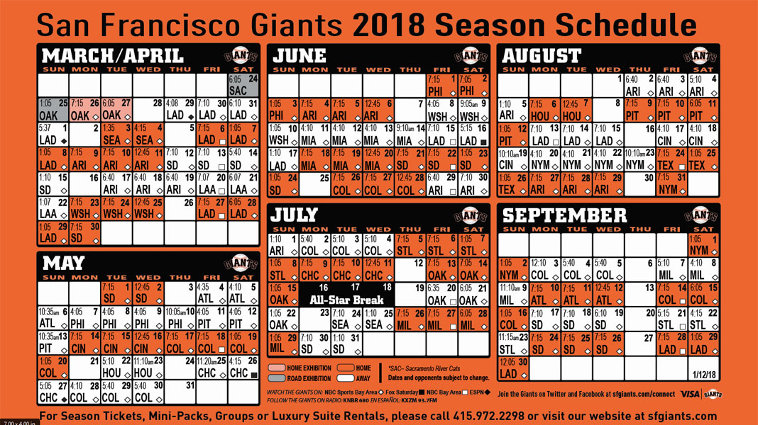 Giants Printable Schedule San Francisco Giants Calendar Template 2023