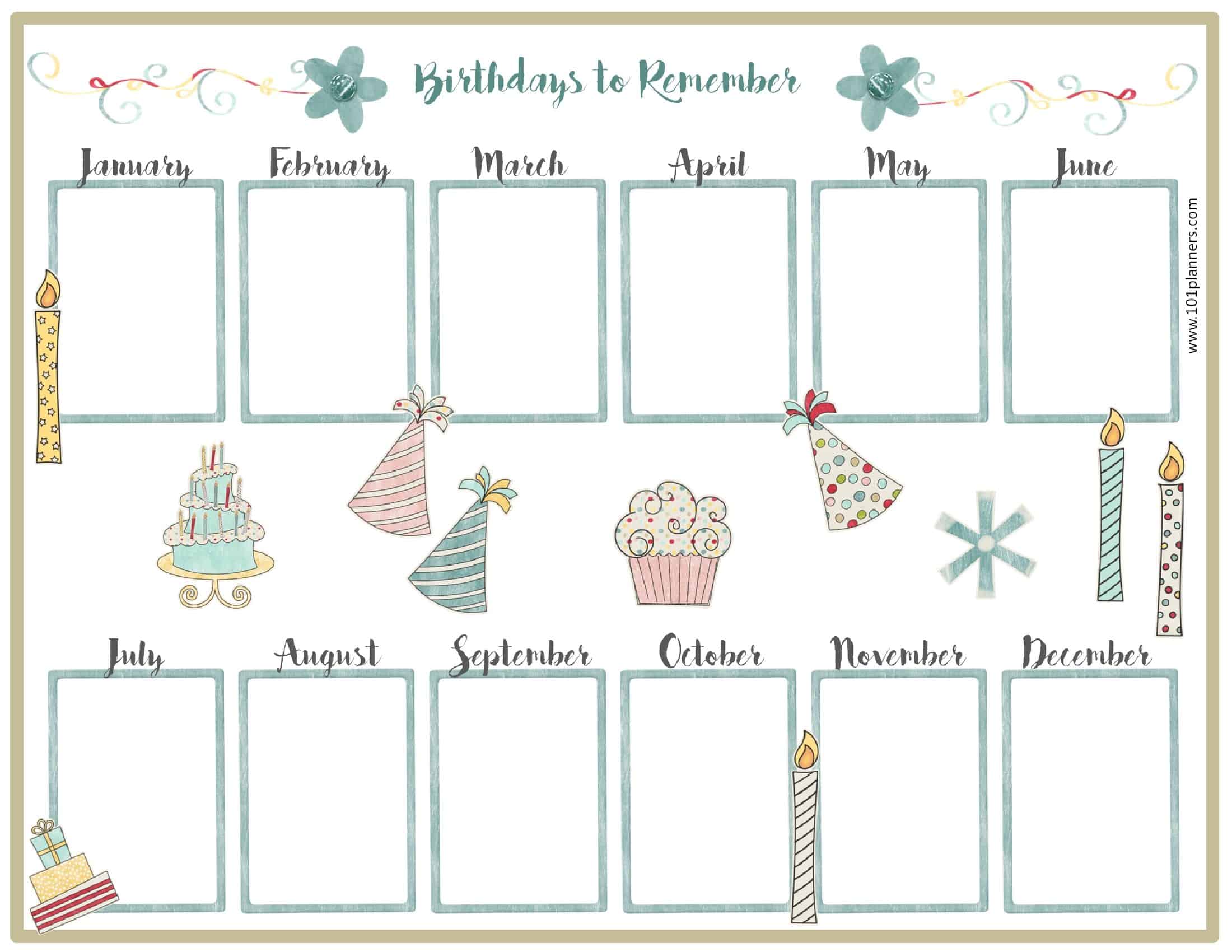 Free Birthday Calendar | Customize Online & Print at Home