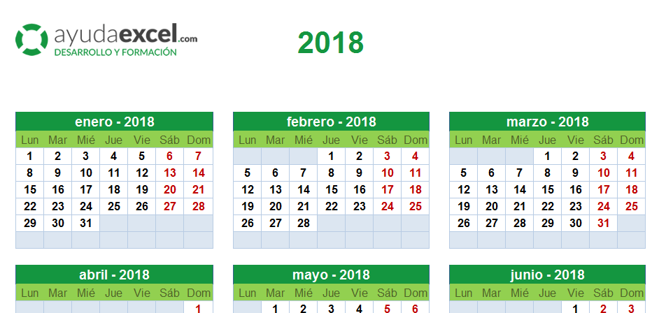 Plantillas calendario en Excel 2018 Ayuda Excel