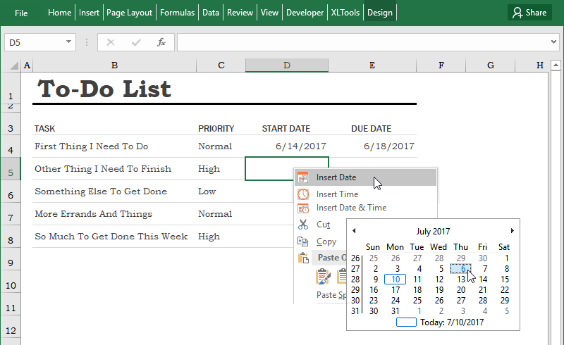 How to insert calendar in Excel (Date Picker & printable calendar 