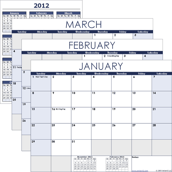 Excel Calendar Template   Printable Calendar