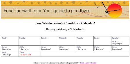 Make A Farewell/Retirement Countdown Calendar To Print Out