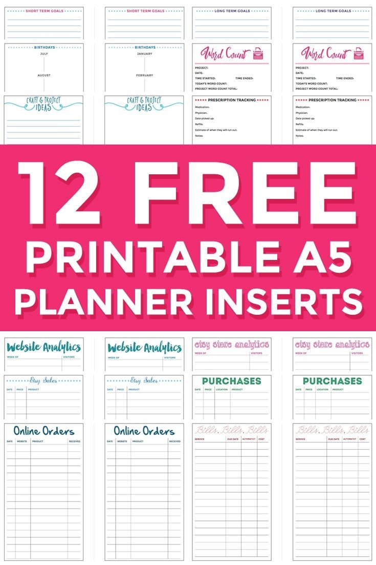 12 Free A5 Printable Inserts | Planner Printables Free, A5
