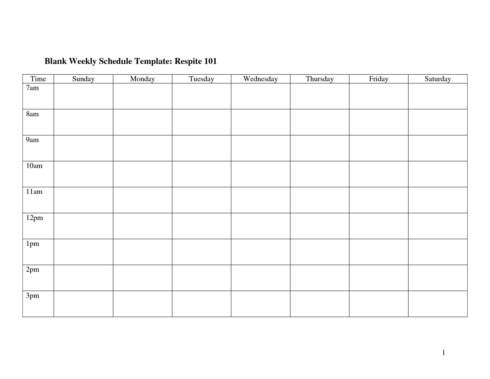 15 Blank Schedule Template Images - Blank Weekly Work
