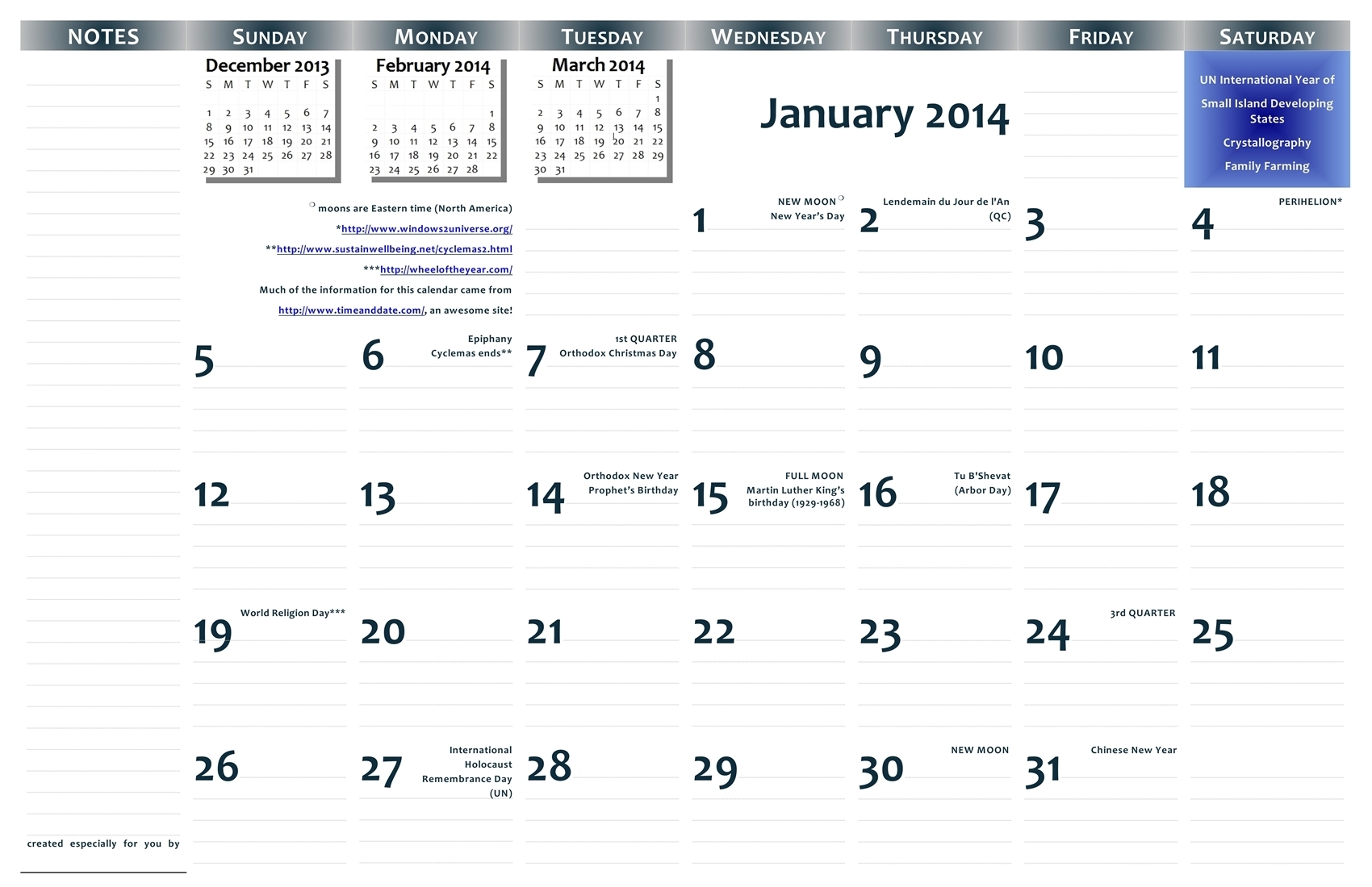 2014 11×17 Free Printable Wall Calendar — Pdf Format