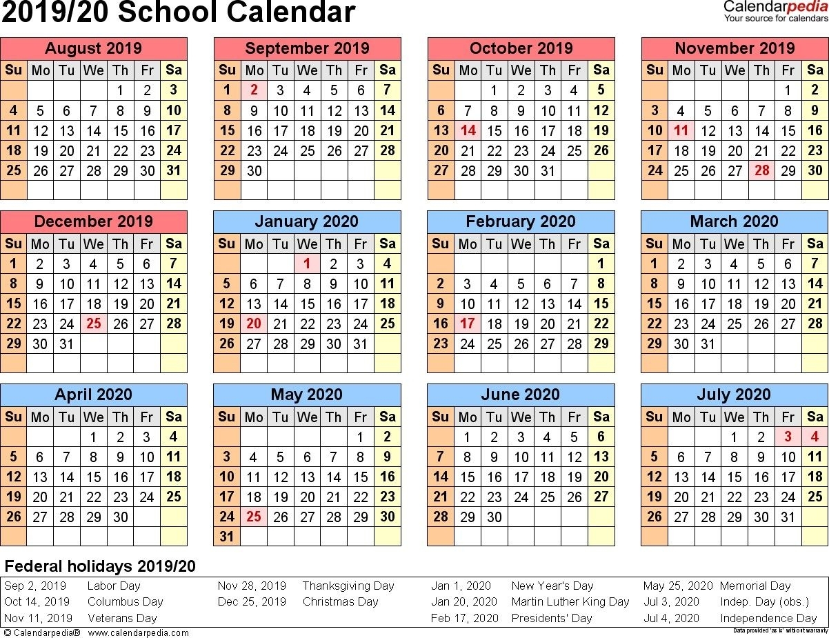 2019 2020 Academic Calendar Printable (Dengan Gambar)