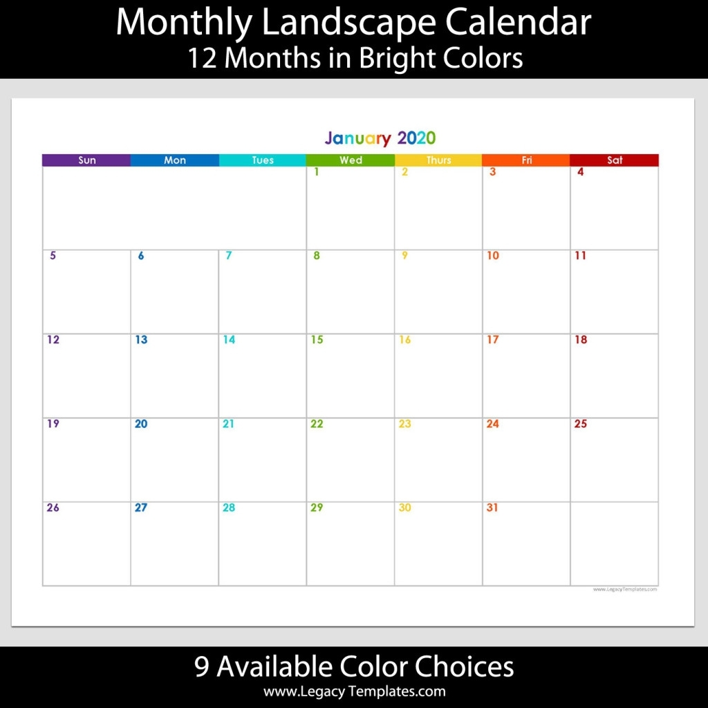 2020 - 12 Month Landscape Calendar - 8 1/2&quot; X 11&quot; | Legacy