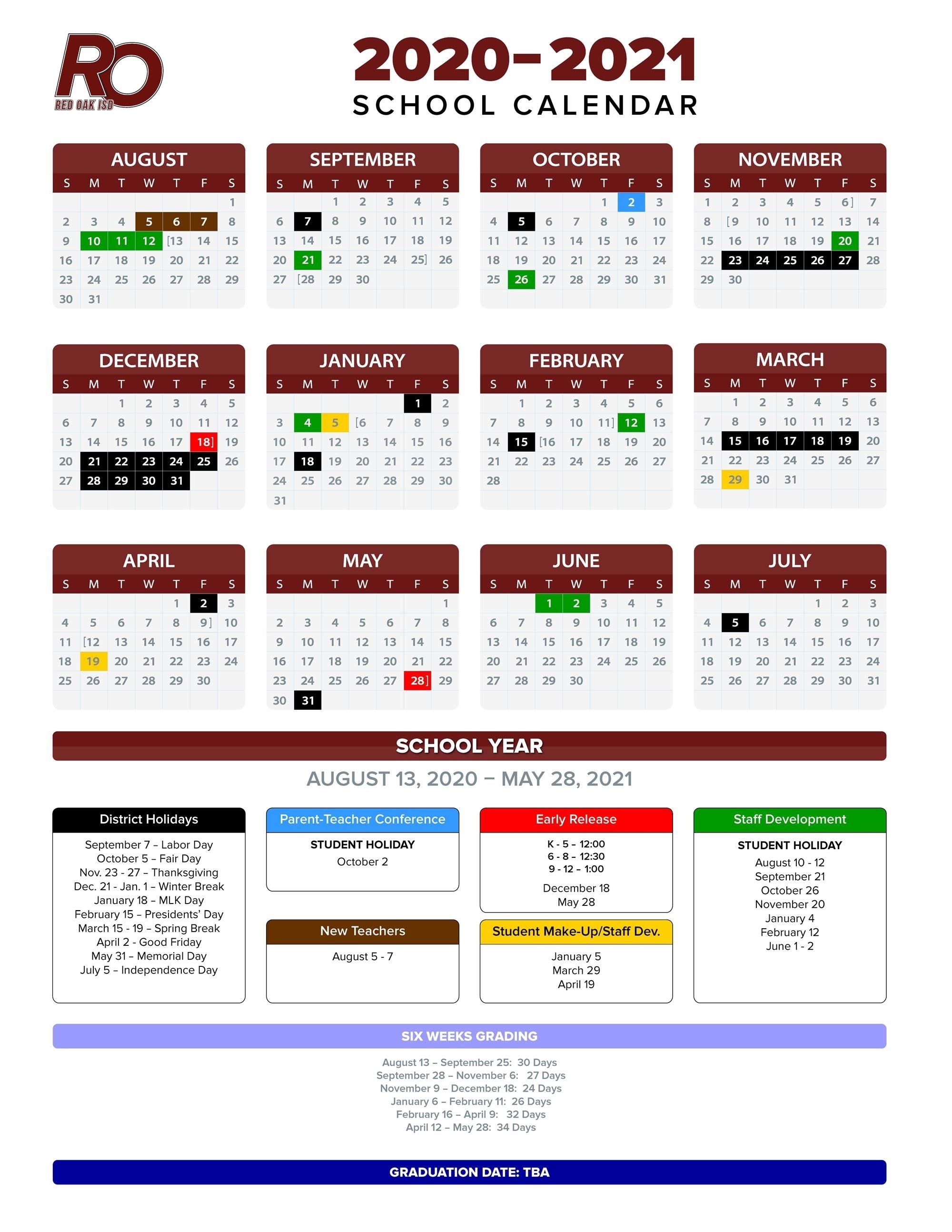 2020-2021 School Calendar / Annual Calendar - 2020-2021