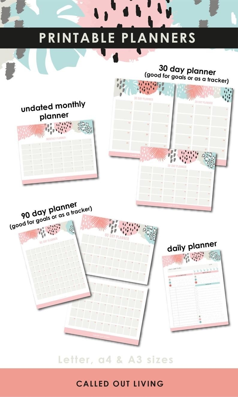 2020 Calendar Printable, Undated 90 Day Planner Printable