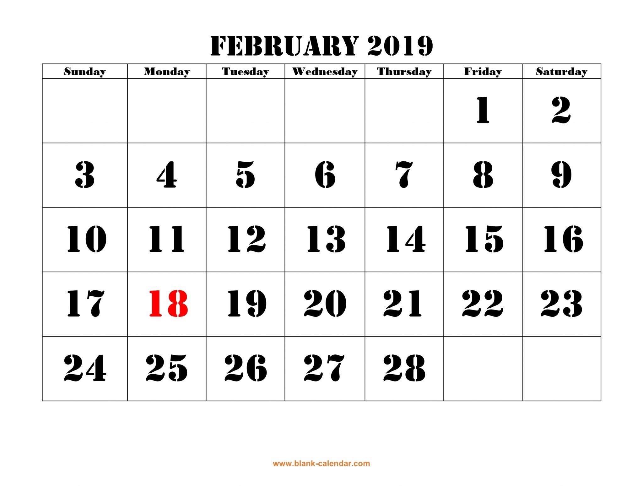 2020 February Calendar Printable By Week And Dates | Blank