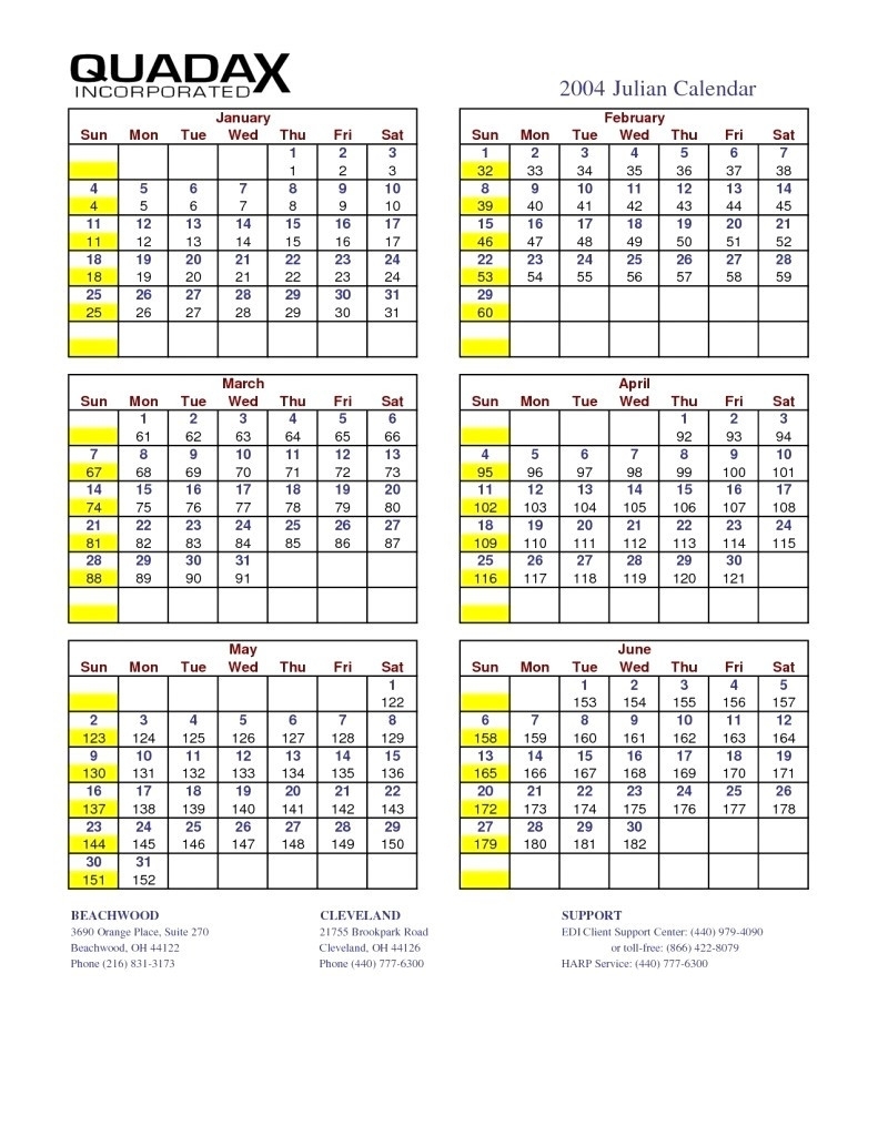 2020 Julian Date Calendar Printable - Mance