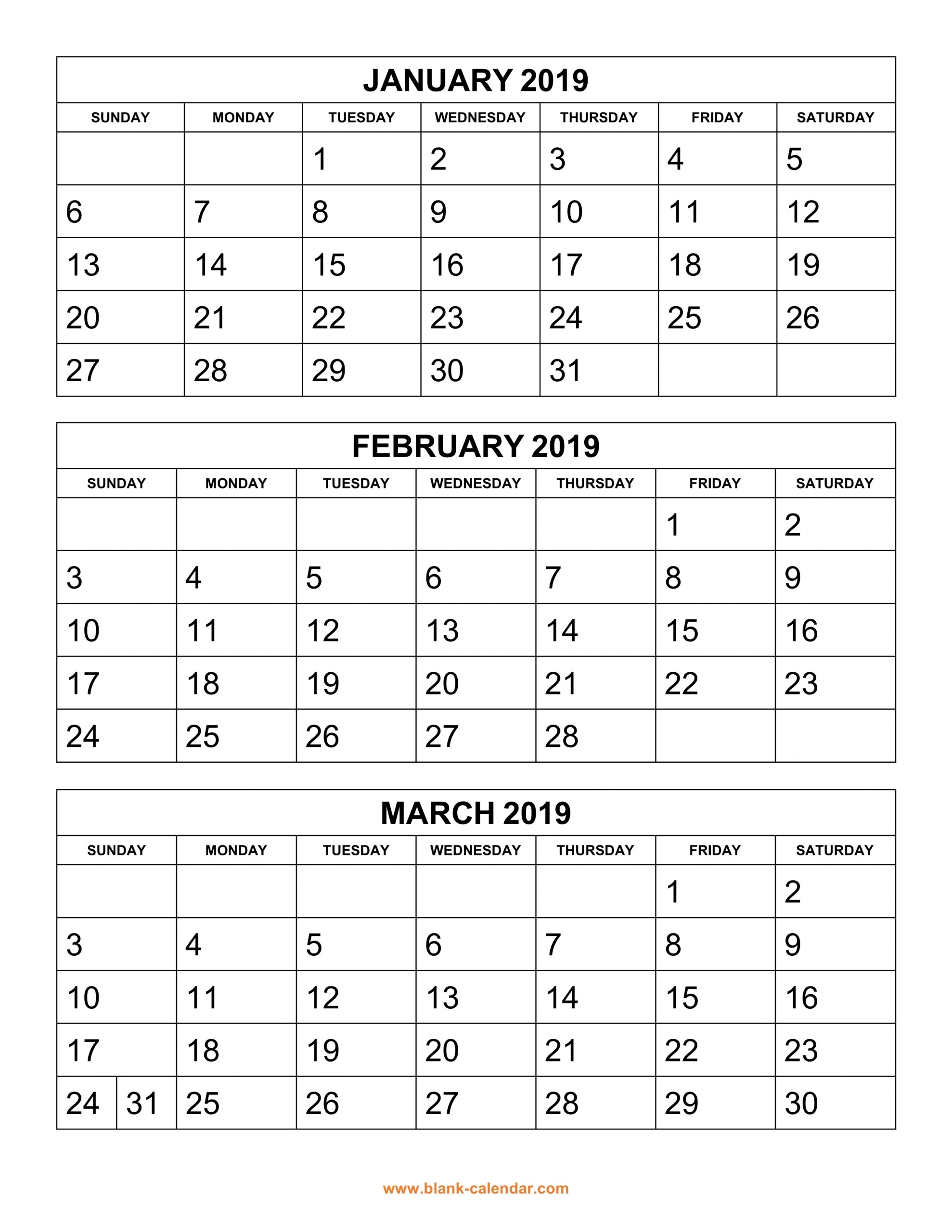 3 Month Calendar Template Word | Monthly Calendar Blank 2020