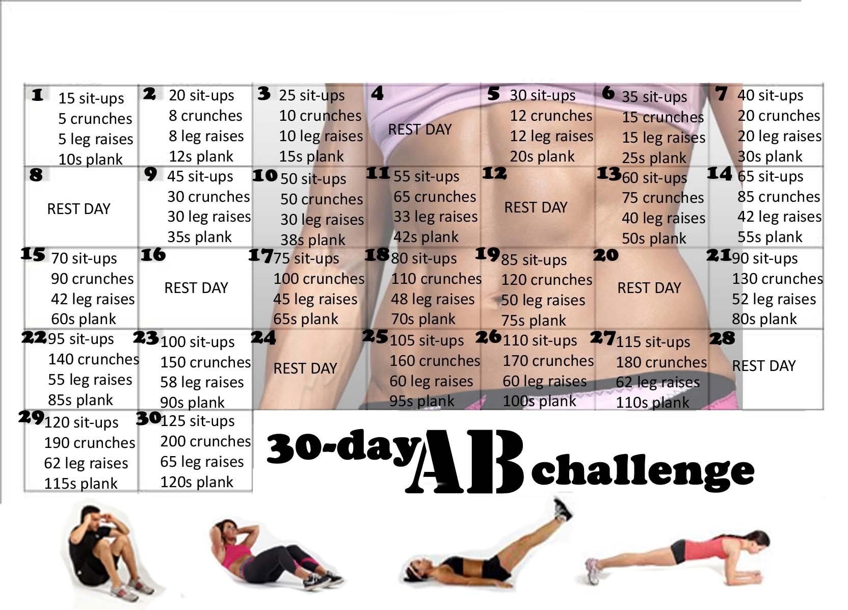 30 Day Ab Challenge | 30 Day Ab Challenge, 30 Day Abs, Ab