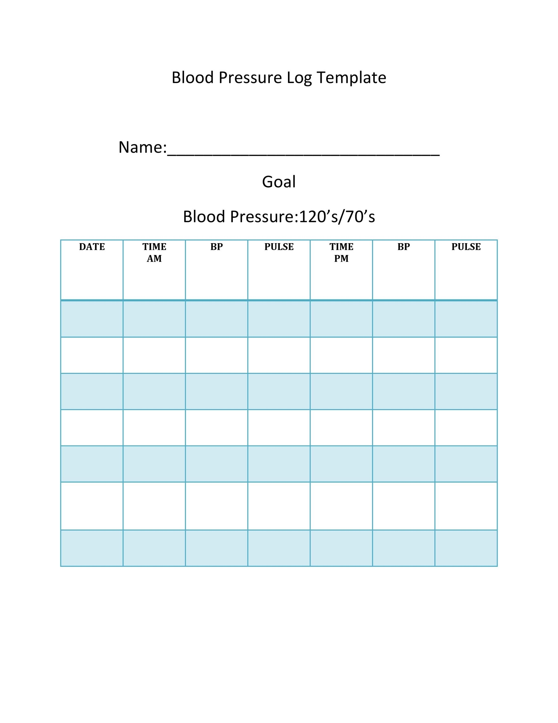 30+ Printable Blood Pressure Log Templates ᐅ Templatelab