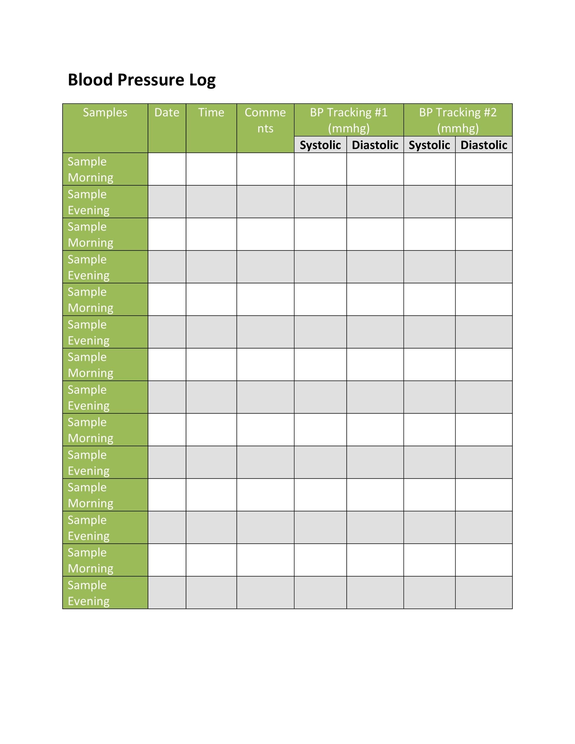 30+ Printable Blood Pressure Log Templates ᐅ Templatelab