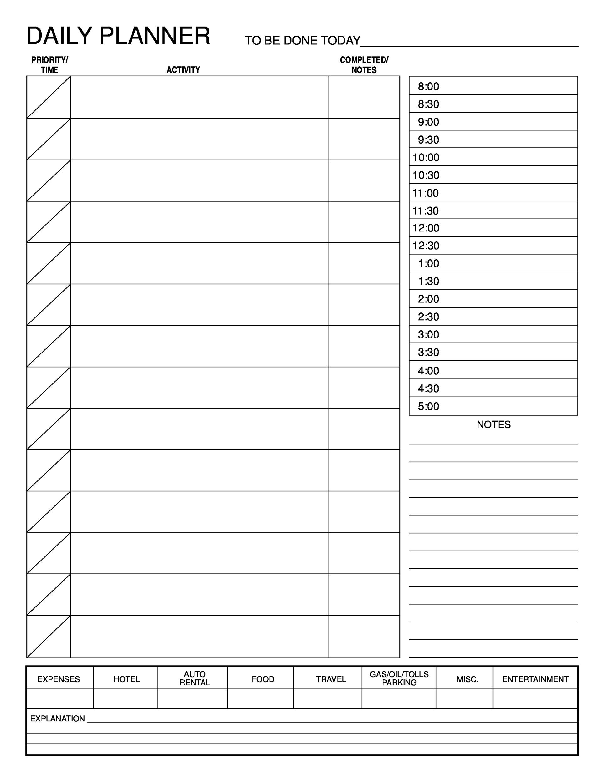 47 Printable Daily Planner Templates (Free In Word/excel/pdf)