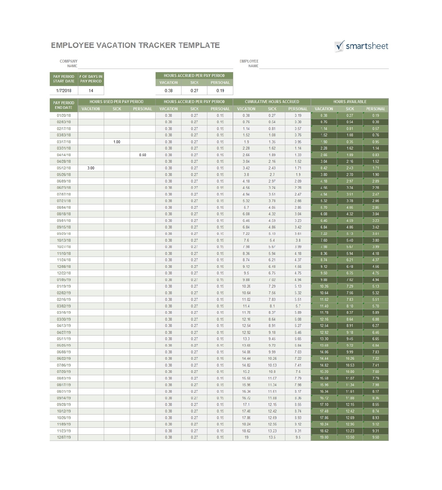 49 Employee Vacation Trackers (Excel &amp; Word) ᐅ Templatelab