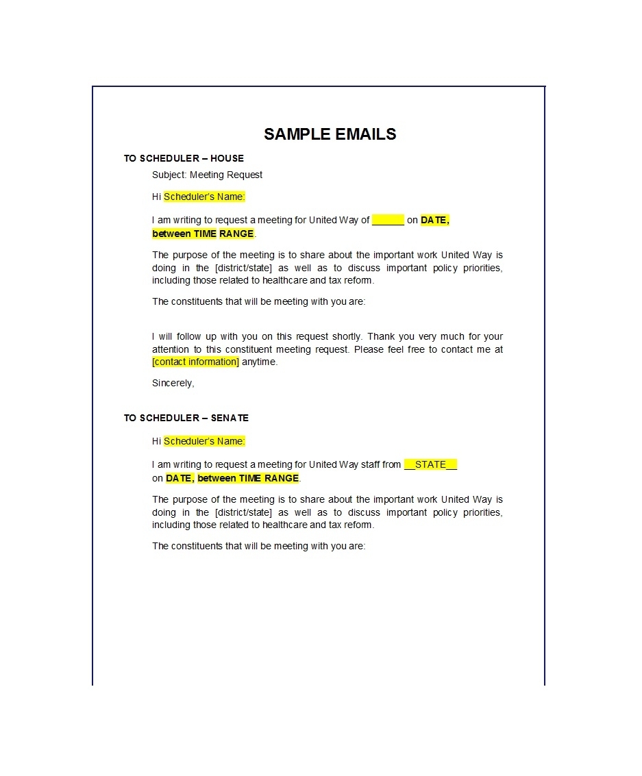 50 Great Meeting Request Email Samples ? ᐅ Templatelab