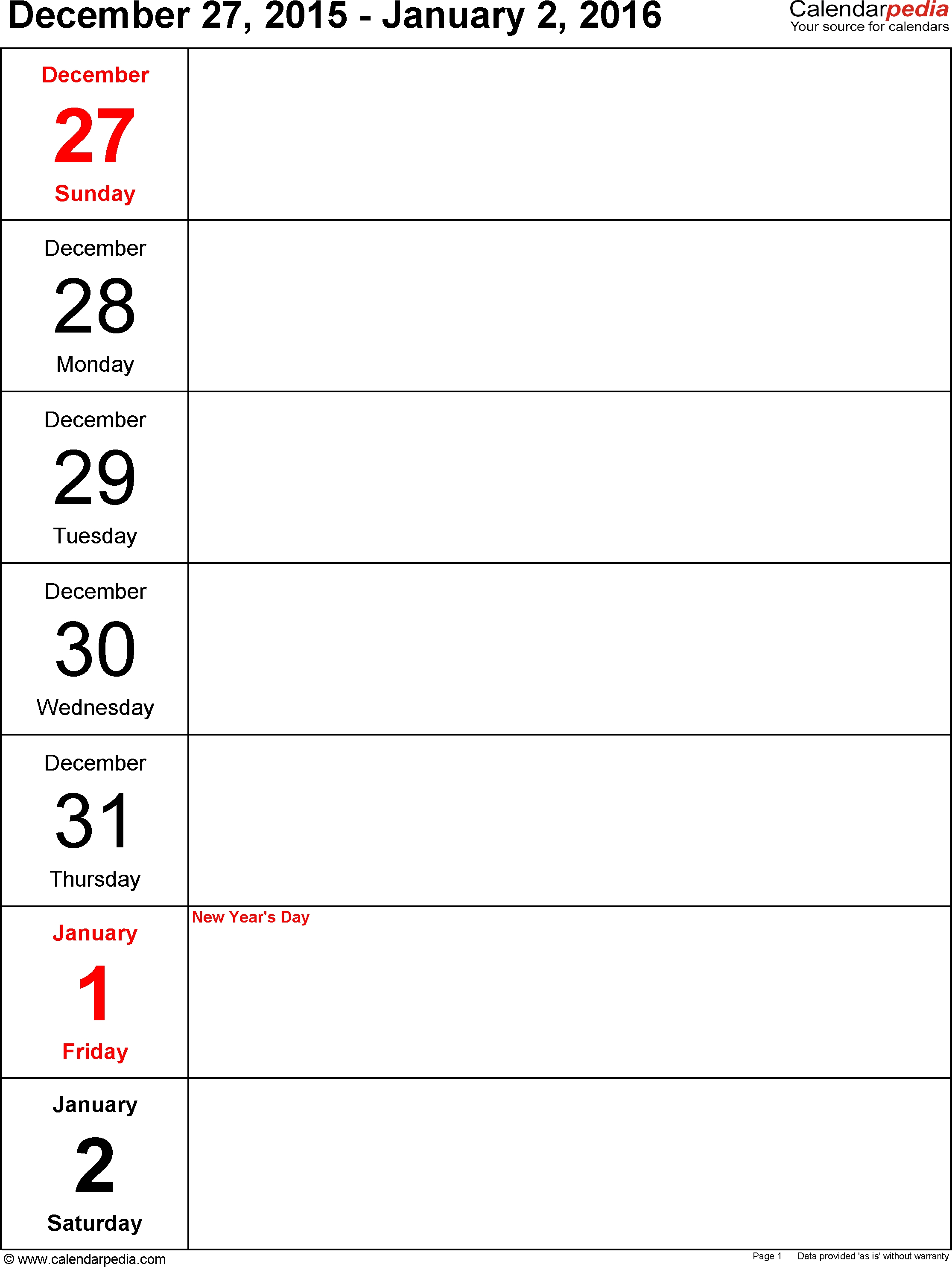 6 Best Images Of Free Printable Weekly Planner 2016 - 2016