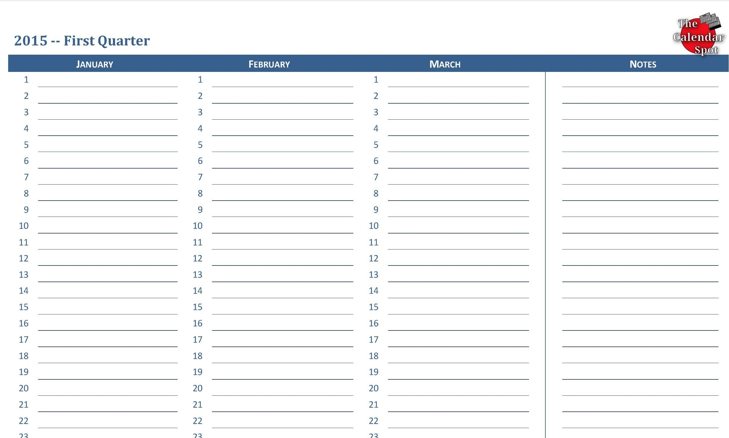 90 Day Calendar Template (Dengan Gambar)