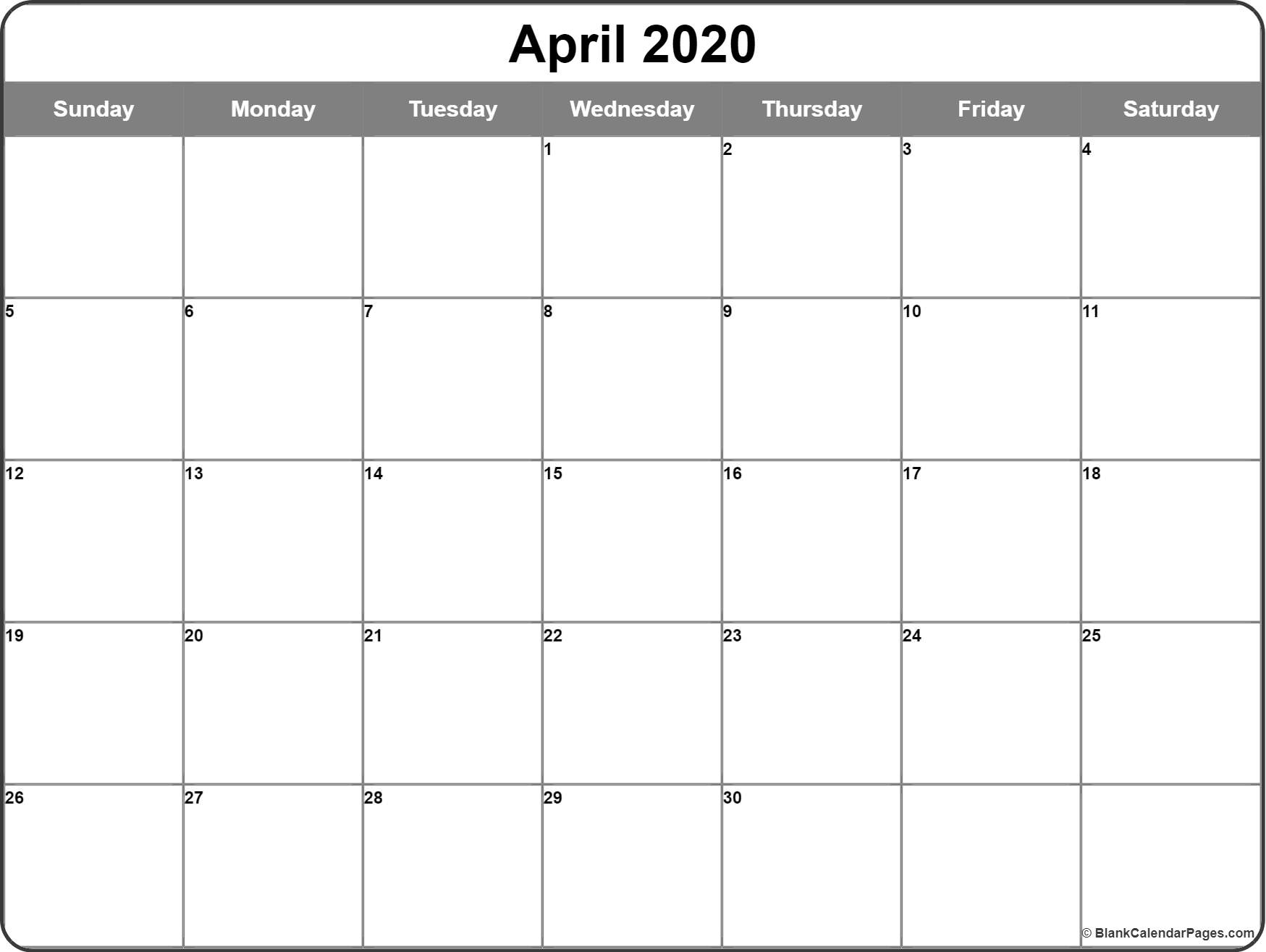 April 2020 Calendar | Free Printable Monthly Calendars