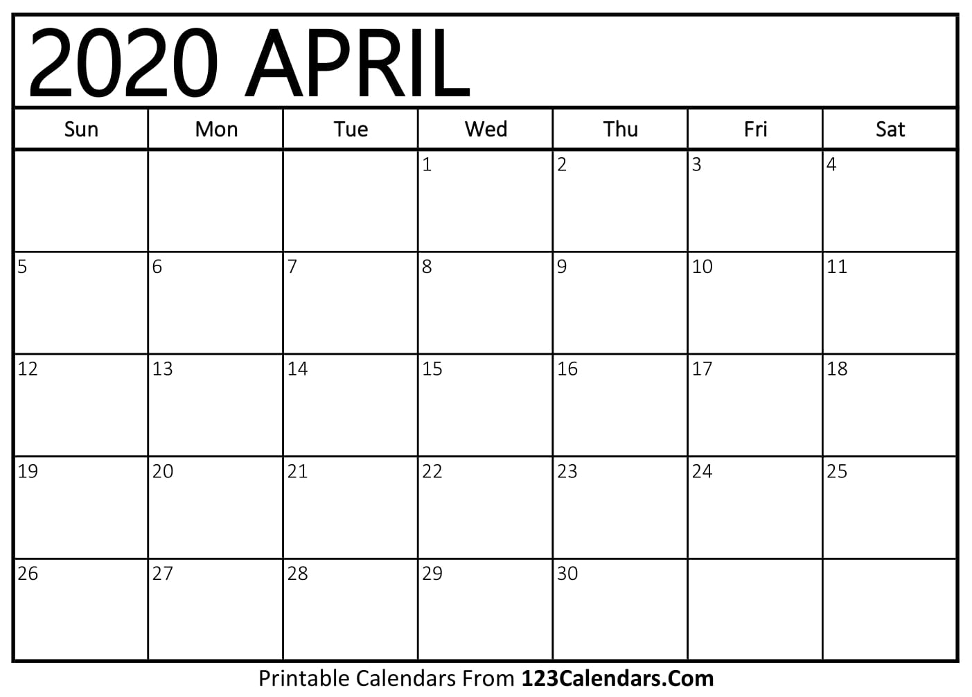 April 2020 Printable Calendar | 123Calendars