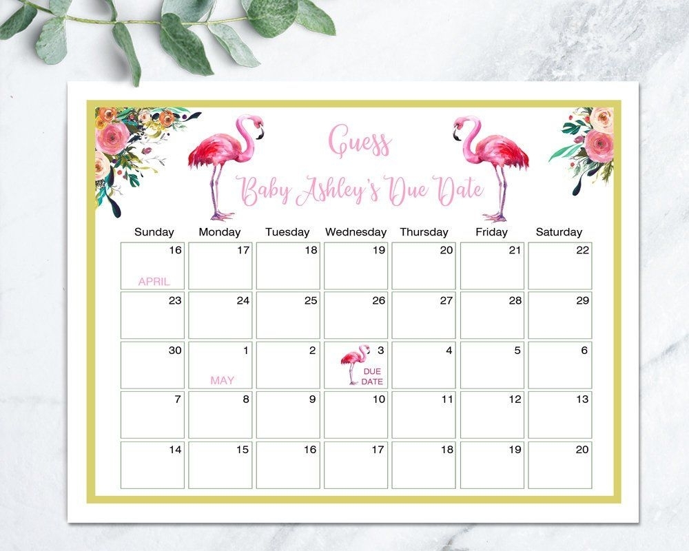 Calendar For Due Date Shower Game | Calendar Template 2021