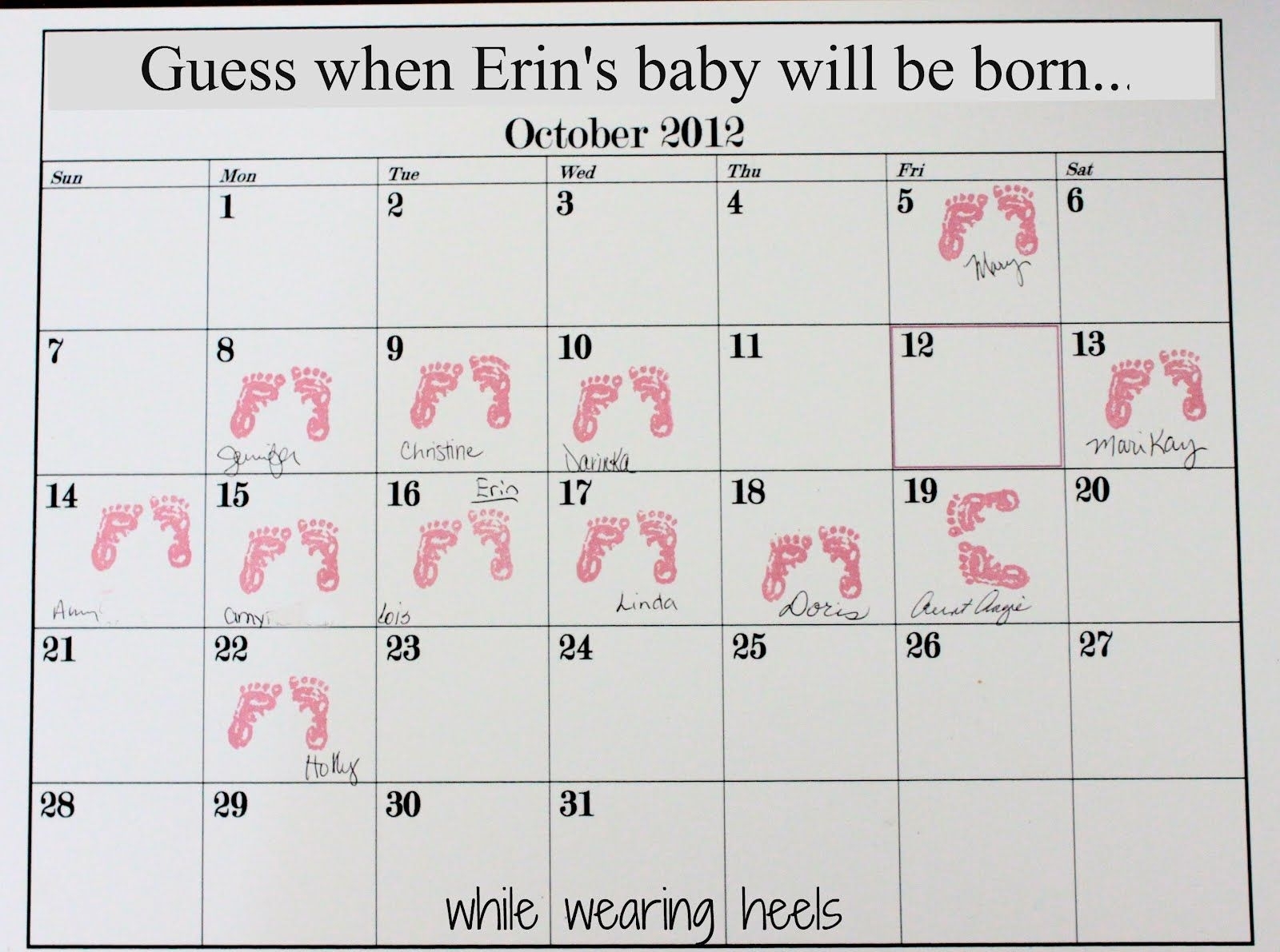 Baby Shower Calendar | Pink Baby Shower, Fun Baby Shower